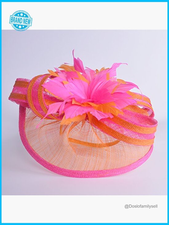 Sinamay Feather Fascinator Cocktail Hat Headband Church Wedding main image 5
